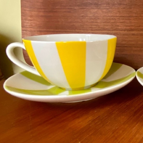 Gasp! Jonathan Adler Helsinki Striped Tea Cups Coffee Mugs and Saucers Set of 2 - Picture 9 of 11